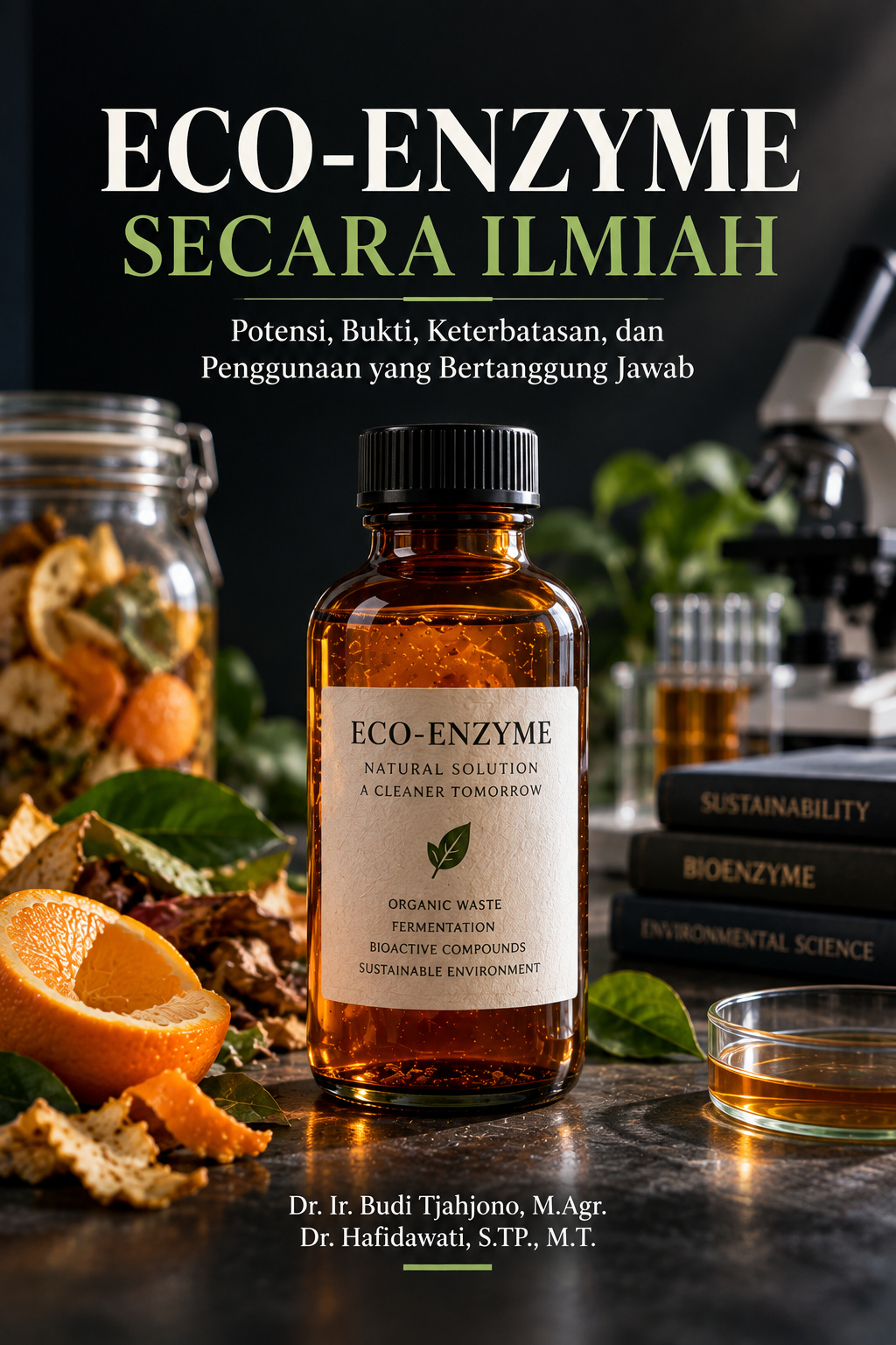 Sampul buku Eco-Enzyme secara Ilmiah: Potensi, Bukti, Keterbatasan, dan Penggunaan yang Bertanggung Jawab